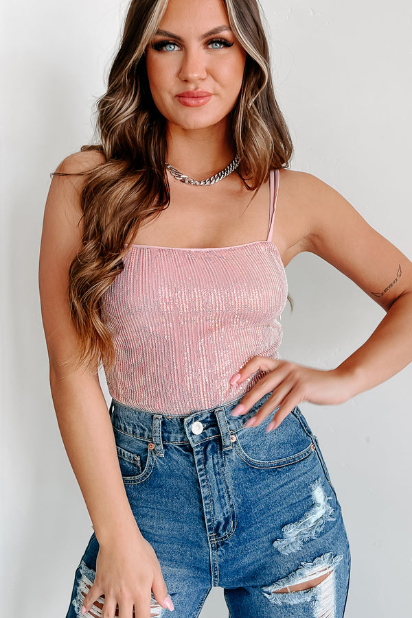 Be Bold Sequin Tie Back Bodysuit (Pink) - NanaMacs