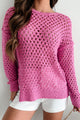 Joyce Open Knit Sweater Top (Pink) - NanaMacs