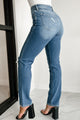 Keagan High Rise Distressed Slim Straight Kancan Jeans (Medium) - NanaMacs