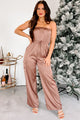 DOORBUSTER Glittering Goddess Rhinestone Embellished Jumpsuit (Mocha) - NanaMacs