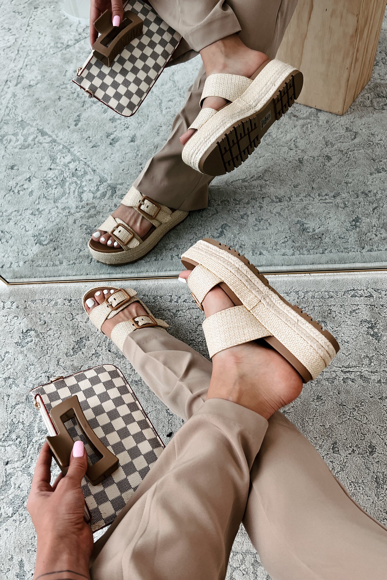 Fresh New Attitude Woven Platform Sandals (Natural Raffia) - NanaMacs