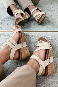 Aziza Cork Wedge Sandals (Gold Shimmer) - NanaMacs