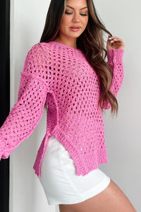 Joyce Open Knit Sweater Top (Pink) - NanaMacs