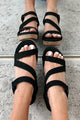 Aziza Cork Wedge Sandals (Black Shimmer) - NanaMacs