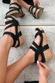 Aziza Cork Wedge Sandals (Black Shimmer) - NanaMacs