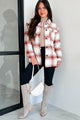 Keep Me Toasty Sherpa Lined Plaid Jacket (Terracotta) - Ships By 10/17