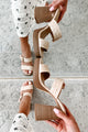 Dynamic Steps Platform Heeled Sandals (Raffia Beige) - NanaMacs