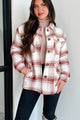 Keep Me Toasty Sherpa Lined Plaid Jacket (Terracotta) - Ships By 10/17