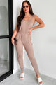 Solving My Problems Cami Jumpsuit (Taupe) - NanaMacs