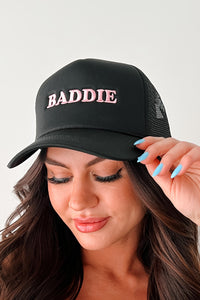 "Baddie" Graphic Trucker Hat (Black) - NanaMacs