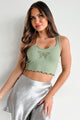 Fluttering Thoughts Ribbed Butterfly Tank Top (Green) - NanaMacs
