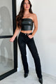 The Exception To Every Rule Faux Leather Strapless Top (Black) - NanaMacs