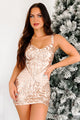 Reflections Of Perfection Sequin Mini Dress (Champagne)