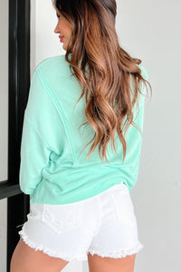 Feeling Mellow Oversized Long Sleeve Top (MInt) - NanaMacs