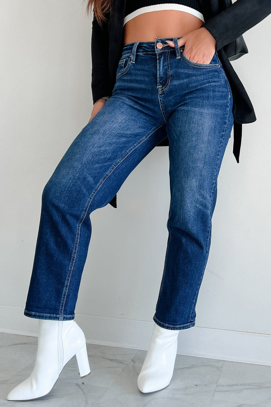 Minden High Rise Risen Boyfriend Jeans (Dark) - NanaMacs