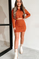 Playing It Cozy Cable Knit Two-Piece Skirt Set (Rust) - NanaMacs