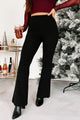 Anastasia Metallic Flare Pants (Black) - NanaMacs