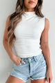 Nothing But Time Side Ruched Sleeveless Top (Ivory) - NanaMacs