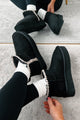 Sitka Style Contrast Stitch Platform Ankle Booties (Black) - NanaMacs