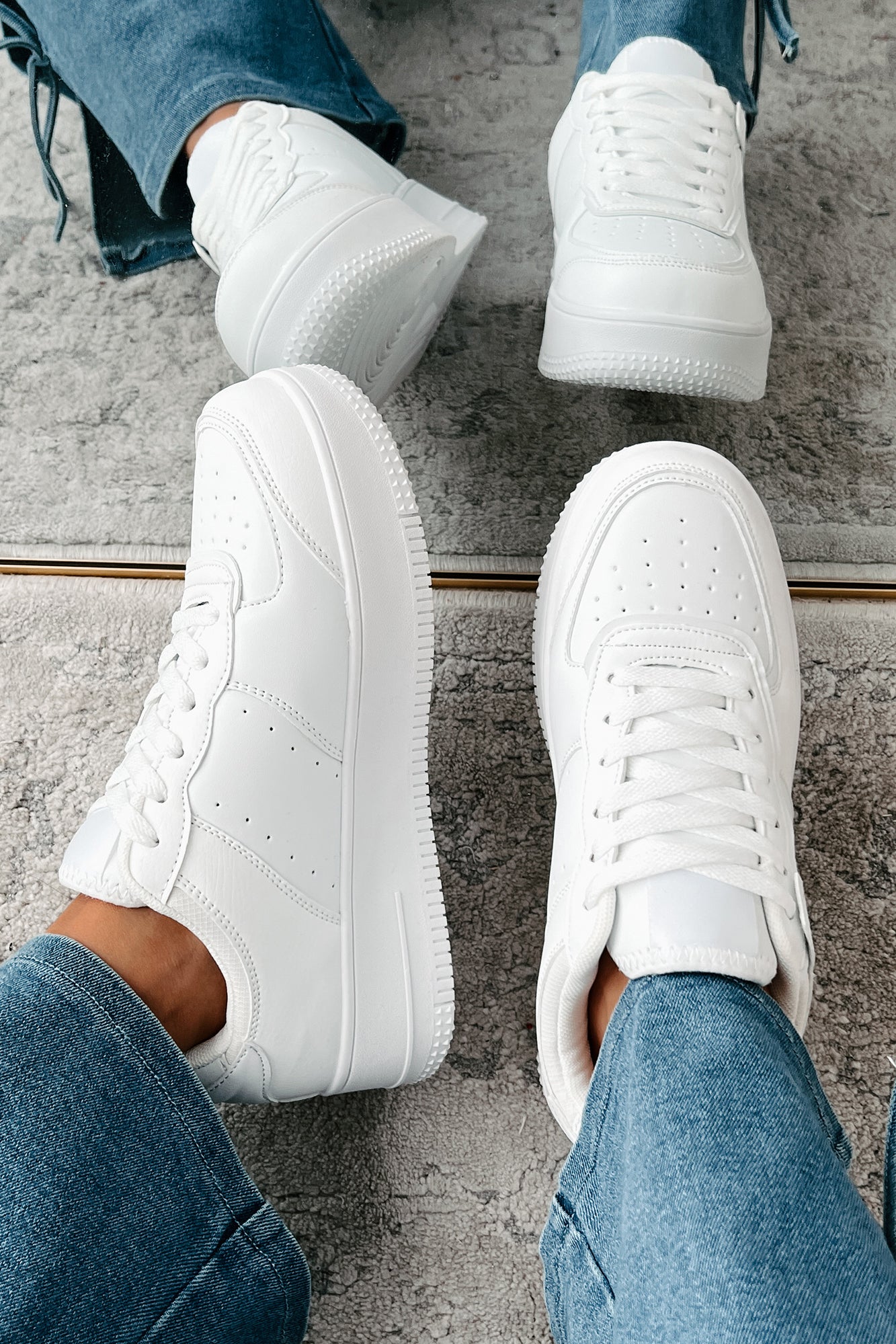 Classic Kicks Lace-Up Platform Sneaker (White) - NanaMacs