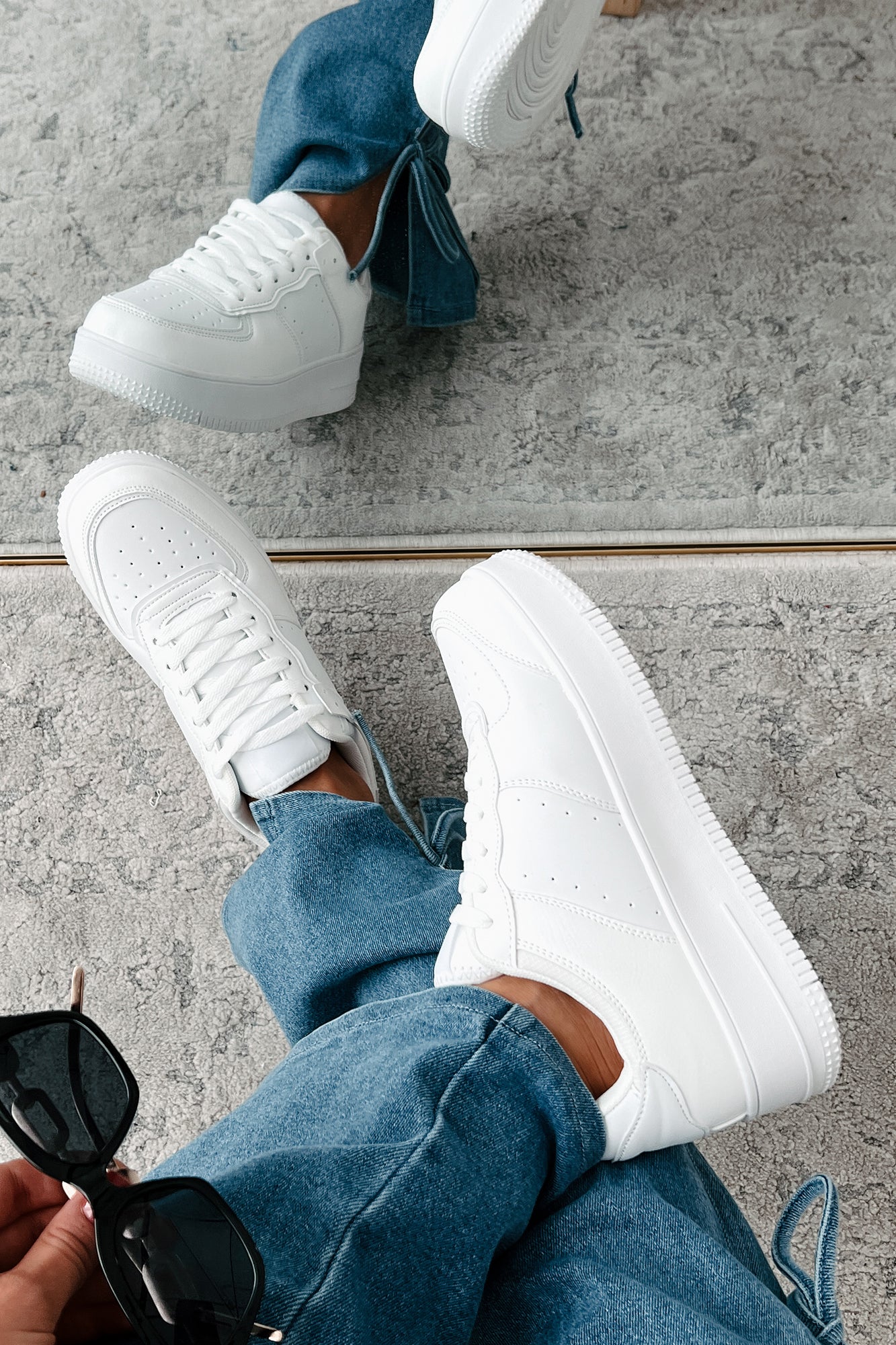 Classic Kicks Lace-Up Platform Sneaker (White) - NanaMacs