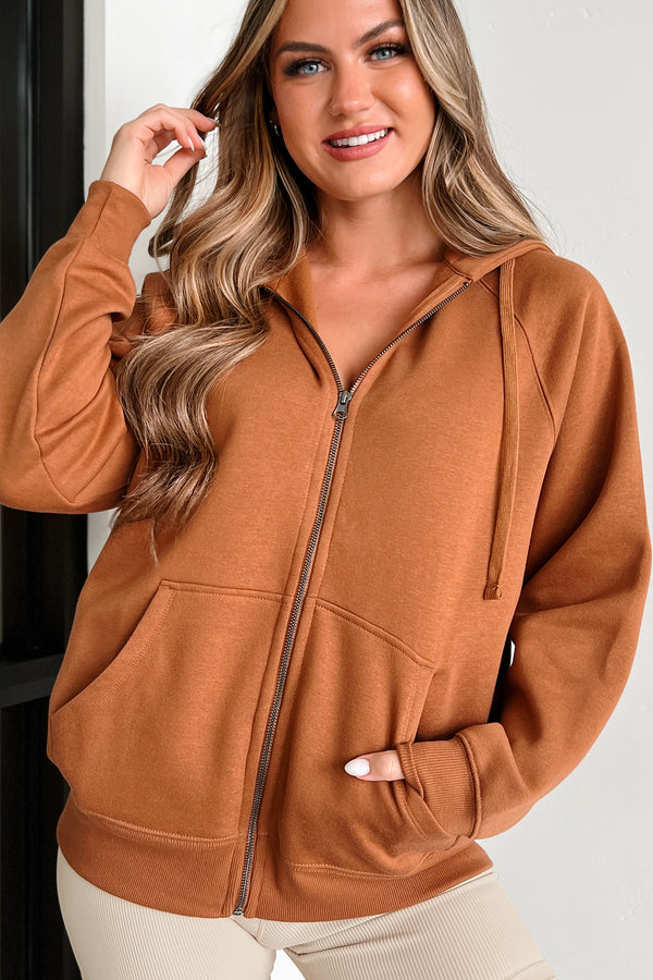 Winning Takes Precedence Zip-Up Hoodie (Camel) - NanaMacs