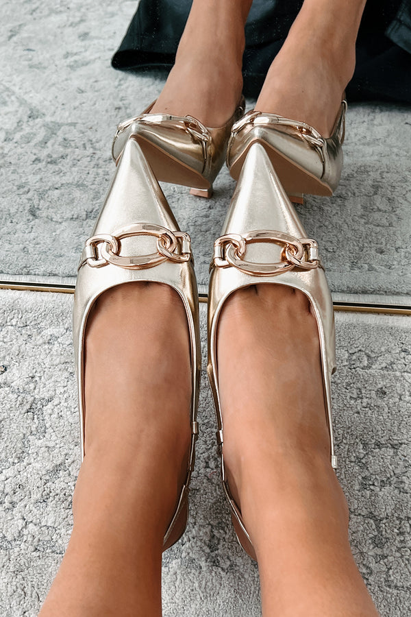 Focused On Success Metallic Slingback Pumps (Gold) - NanaMacs