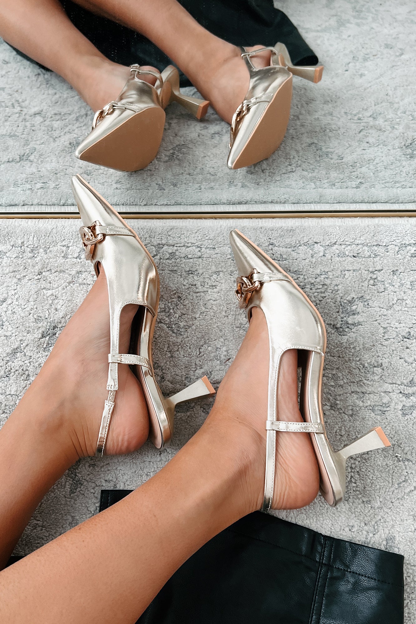 Focused On Success Metallic Slingback Pumps (Gold)