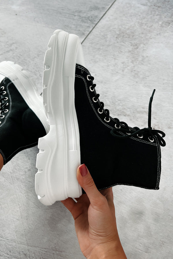 Just Another Dreamer Platform High Top Sneakers (Black) - NanaMacs