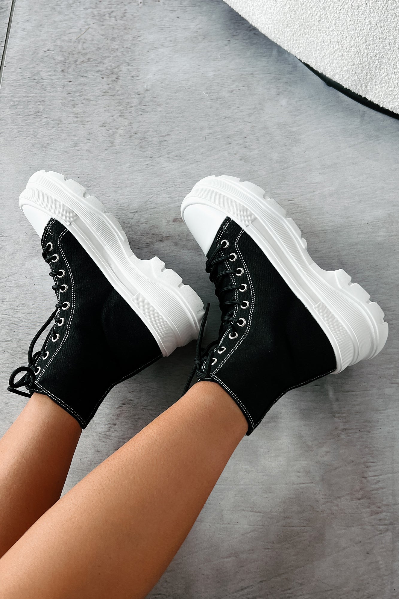 Just Another Dreamer Platform High Top Sneakers (Black) - NanaMacs