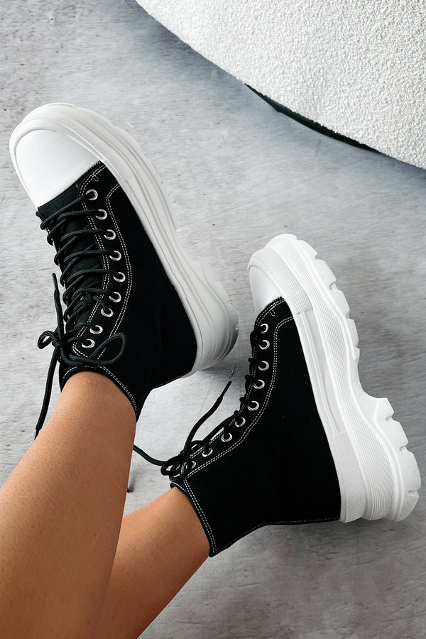 Just Another Dreamer Platform High Top Sneakers (Black) - NanaMacs