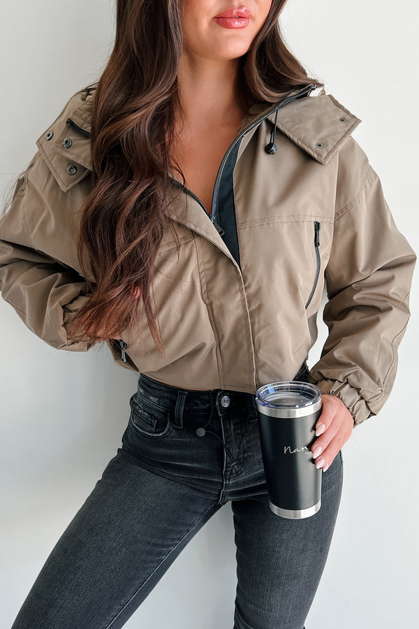 Fall Hikes Hooded Crop Jacket (Olive) - NanaMacs