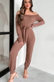 Thick As Thieves Ribbed One Shoulder Jumpsuit (Brown) - NanaMacs