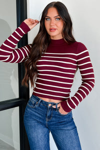 Let's Be Honest Striped Sweater Top (Sangria) - NanaMacs