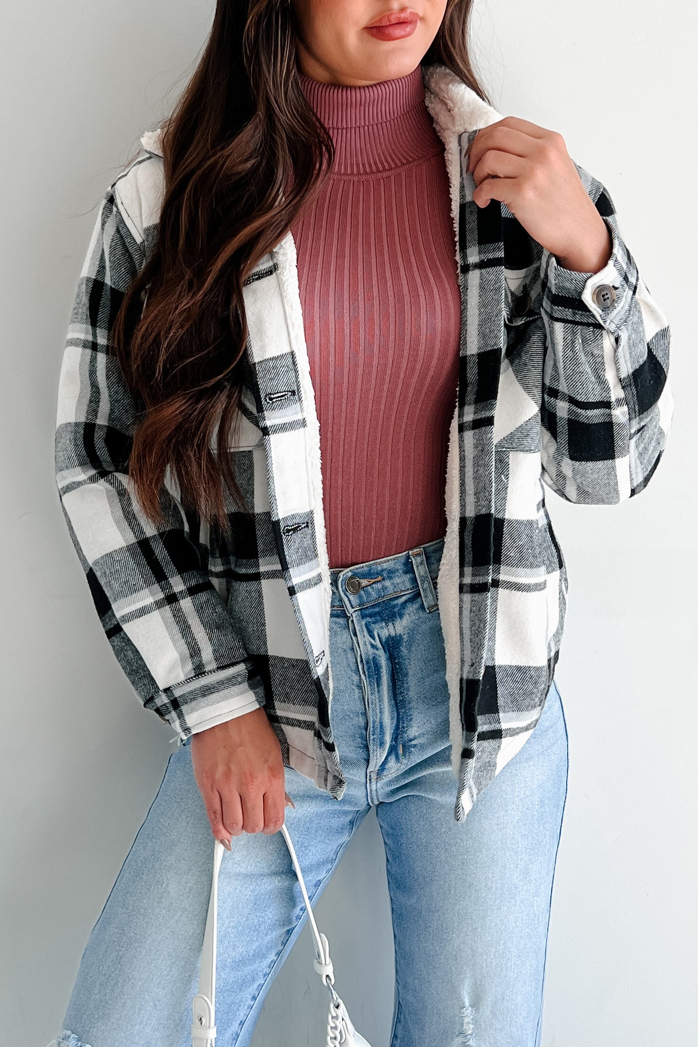 Life Recently Sherpa Lined Plaid Jacket (Black) - Ships By 10/17 - NanaMacs