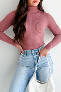 Beautiful Basic Turtleneck Bodysuit (Rose) - NanaMacs