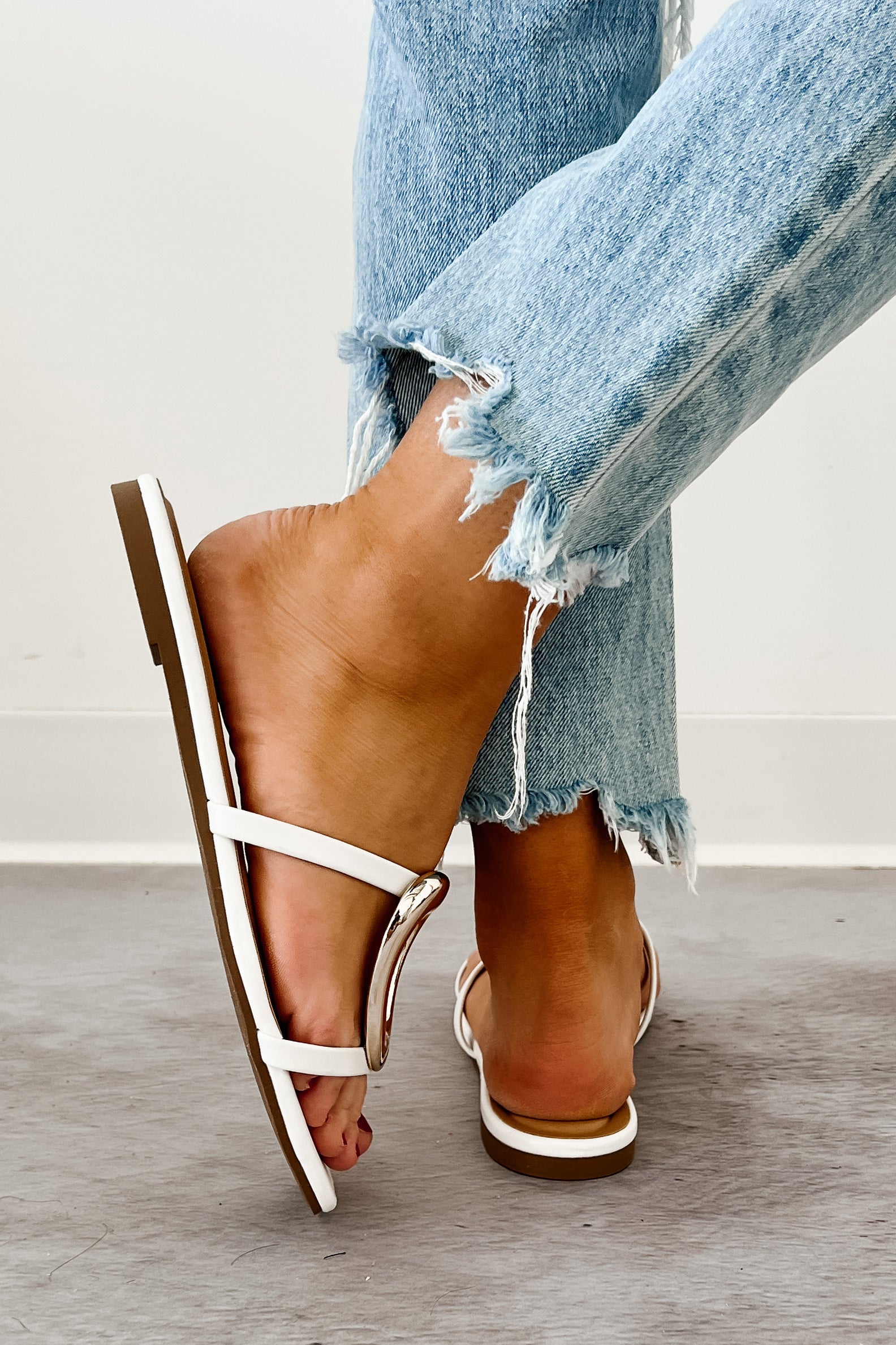 Forever Golden Strappy Square Toe Sandals (White) · NanaMacs