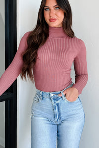 Beautiful Basic Turtleneck Bodysuit (Rose) - NanaMacs