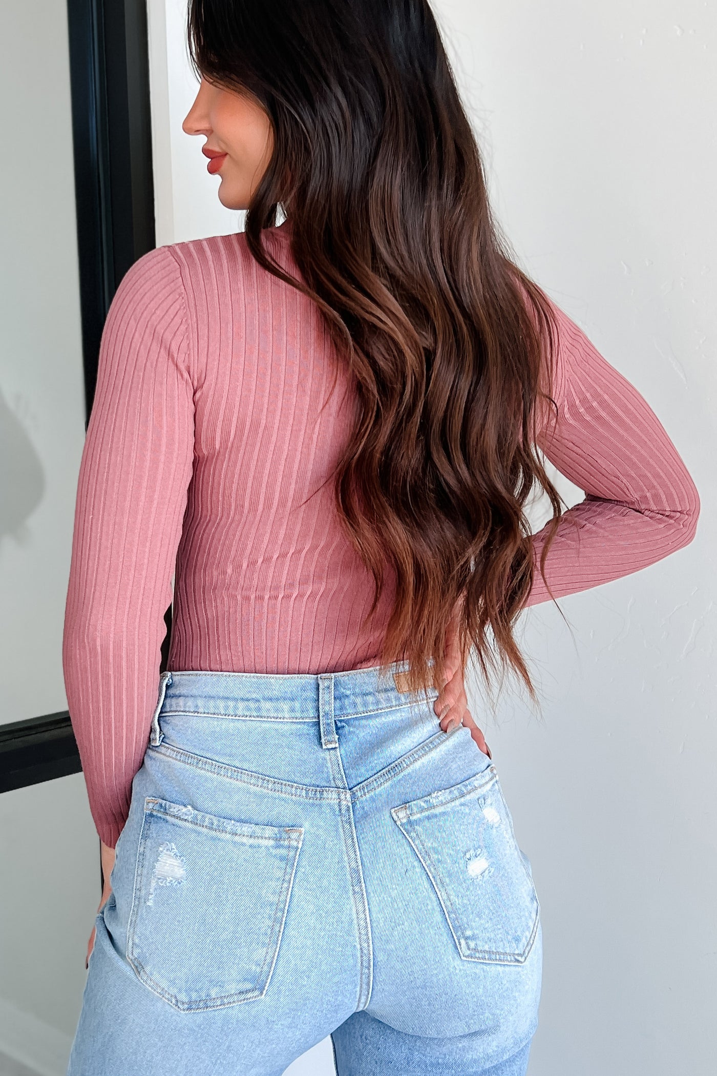 Beautiful Basic Turtleneck Bodysuit (Rose) - Ships By 10/17