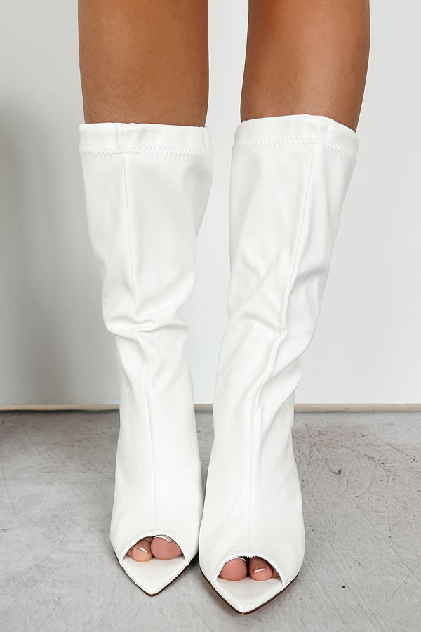 Beating All Odds Adjustable Mid Calf Boot (White) - NanaMacs