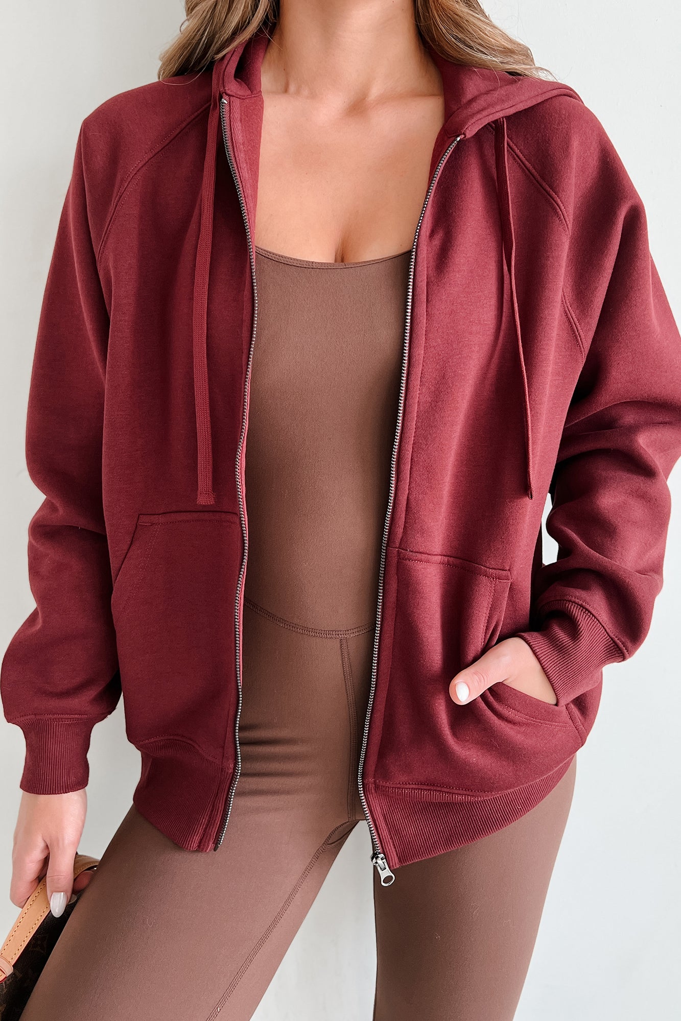 Burgundy zip best sale up hoodie womens