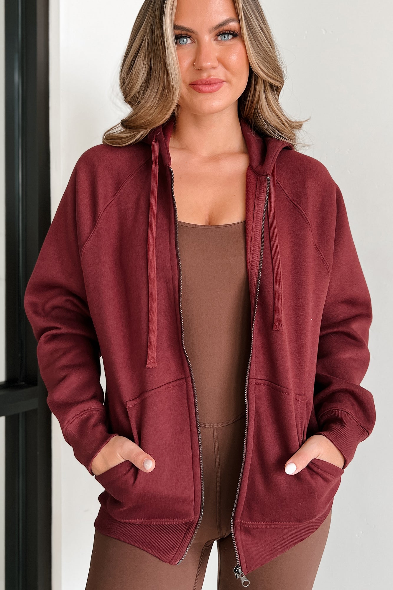 Winning Takes Precedence Zip Up Hoodie Burgundy