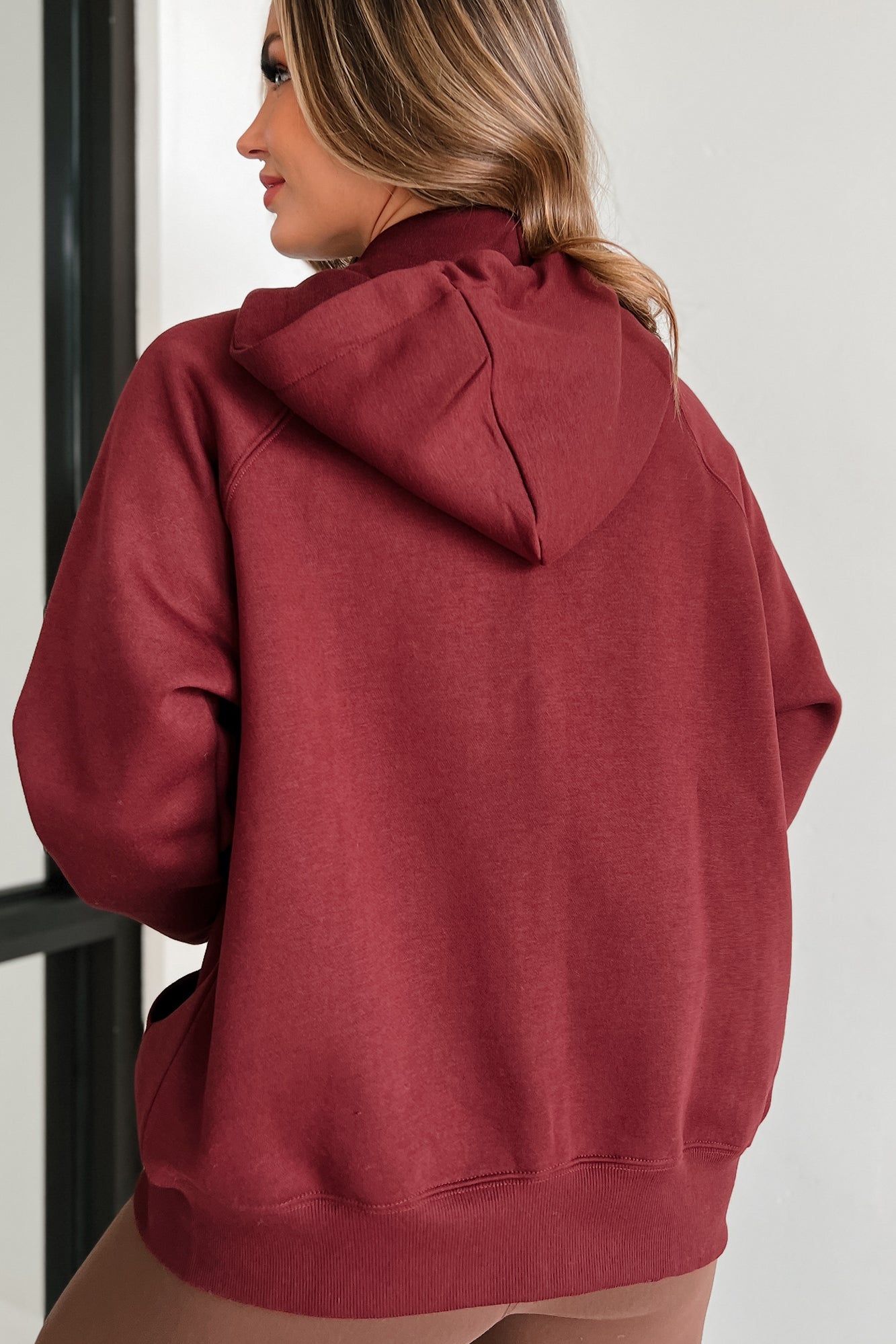 Oversized maroon discount zip up hoodie