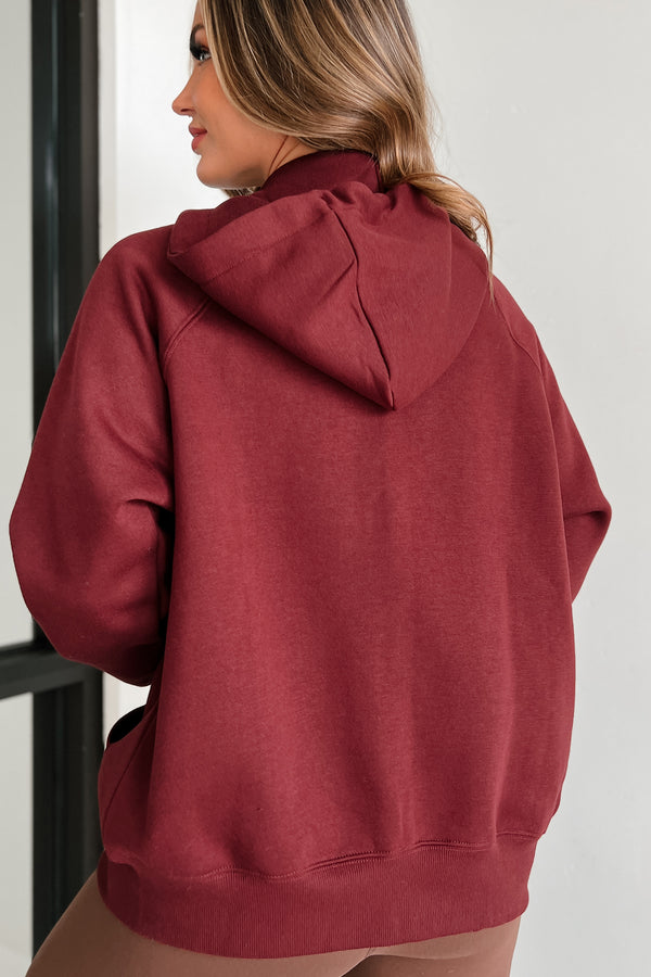 Winning Takes Precedence Zip-Up Hoodie (Burgundy) - NanaMacs