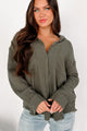 Simplistic Charm Oversized Cotton Gauze Shirt (Olive) - NanaMacs