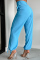 Business Decisions Drawstring Detailed Jogger Pants (Light Blue) - NanaMacs