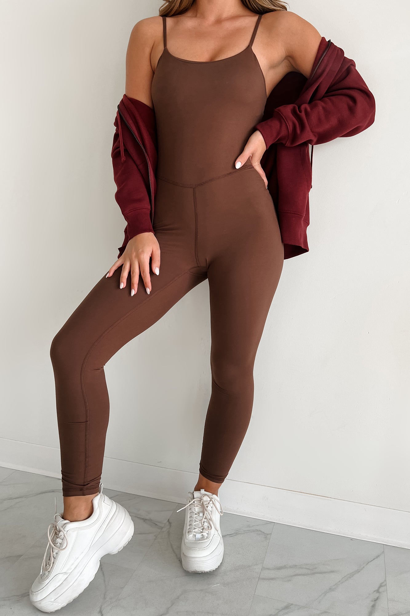 Winners Never Quit Fitted Cami Jumpsuit (Java) - NanaMacs