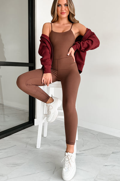 Winners Never Quit Fitted Cami Jumpsuit (Java) - NanaMacs