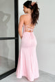 Hollywood Smiles Glittered Lace-Up Maxi Dress (Pink/Pink) - NanaMacs