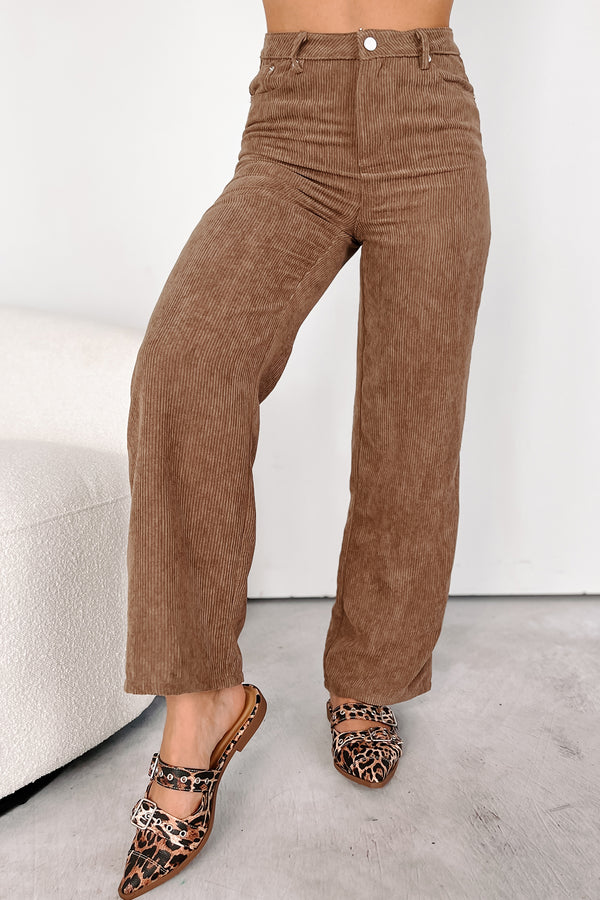 Zachary High Rise Corduroy Pants (Mocha) - NanaMacs